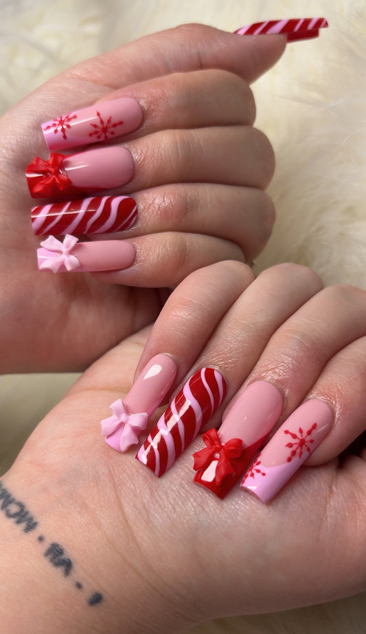 Candy Cane Crush Press Ons